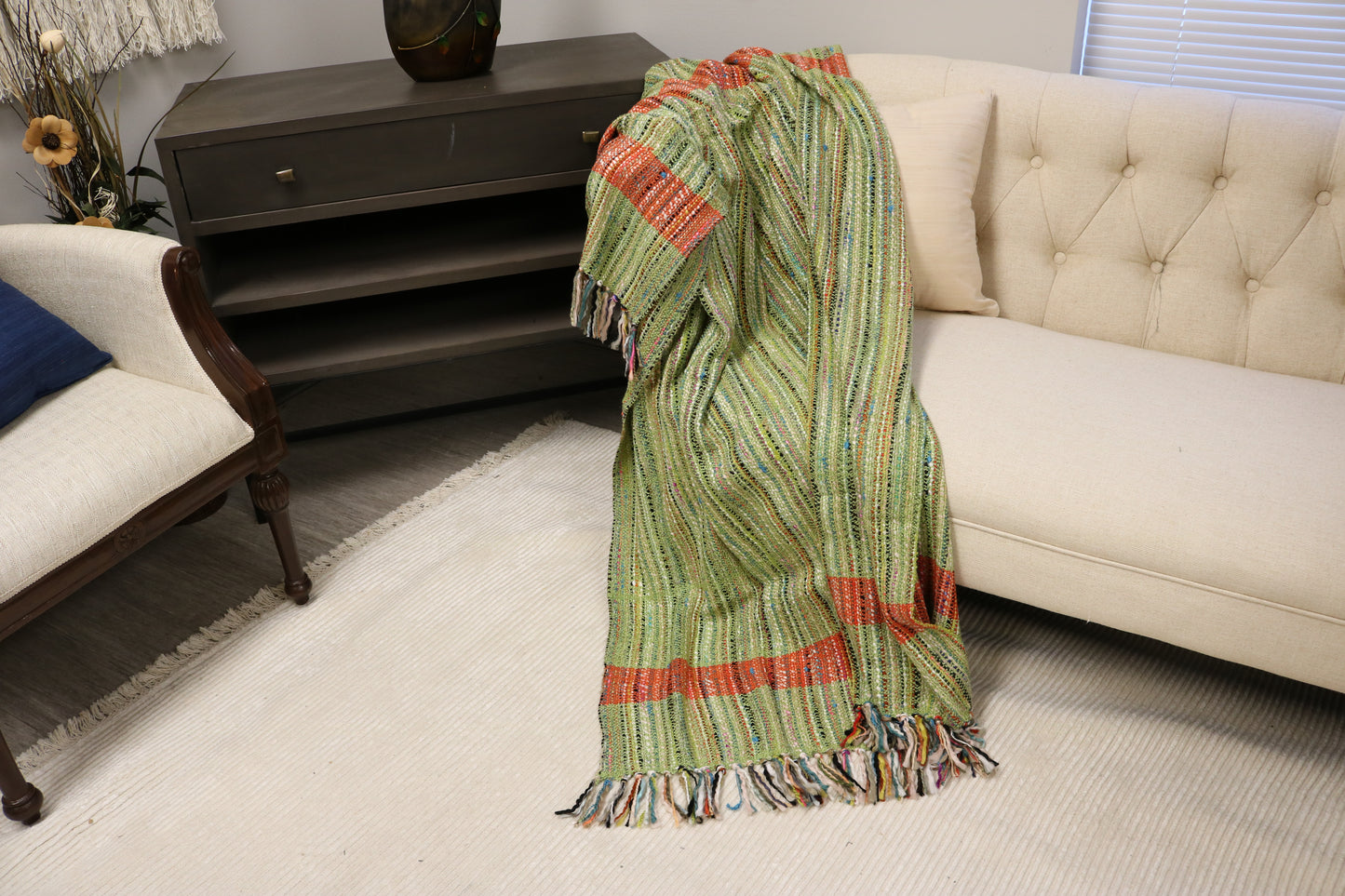 Handcrafted Wool & Cotton Throw Blanket