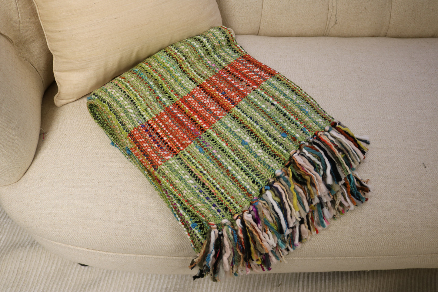 Handcrafted Wool & Cotton Throw Blanket