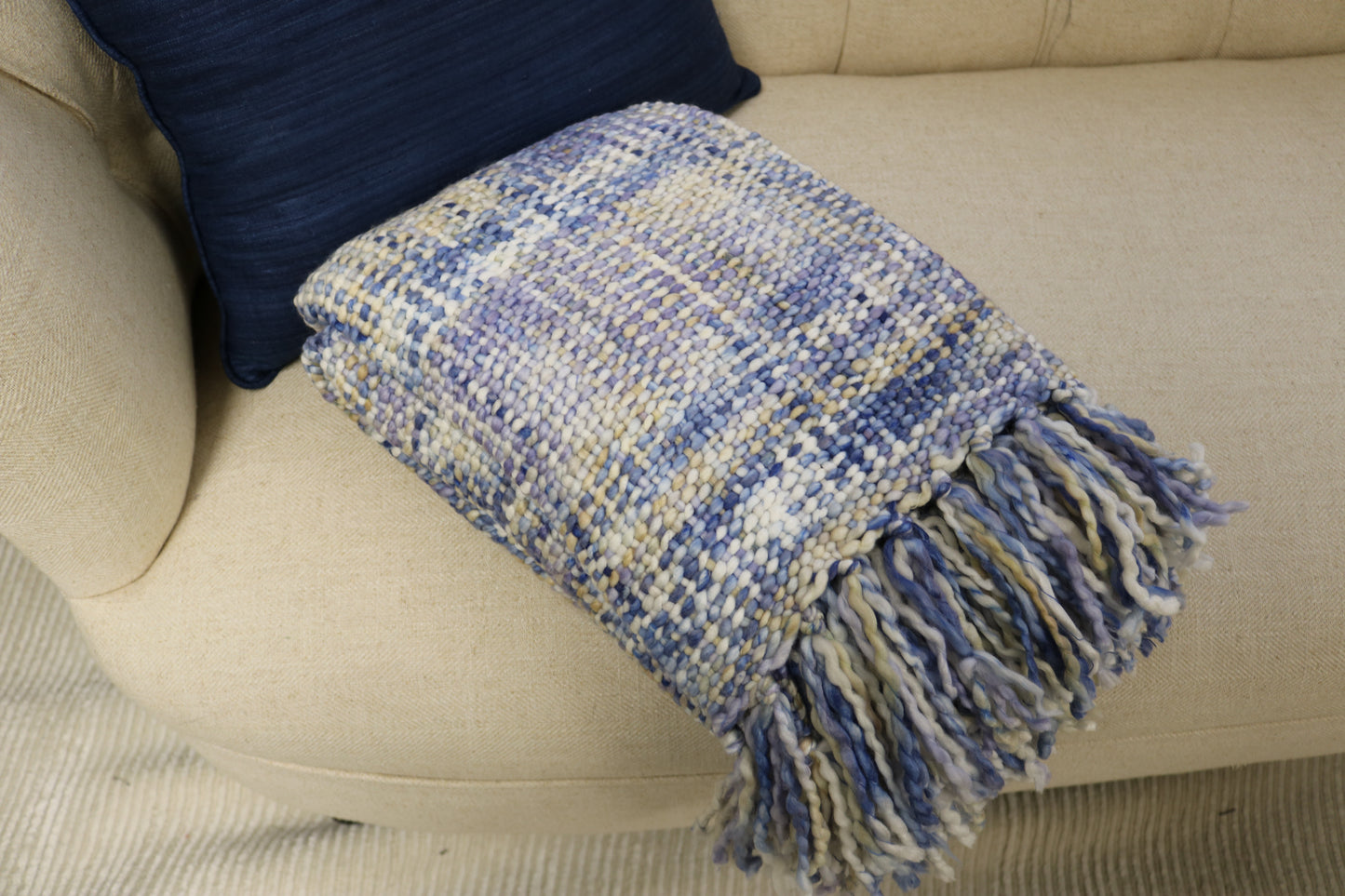 Handcrafted Wool & Cotton Throw Blanket Coastal Loom