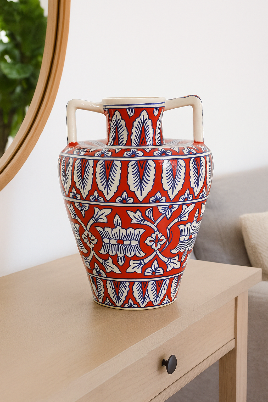 Ceramic Large Red Amphora Vase
