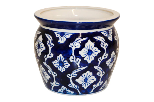 Ceramic Medium Planter Blue/White