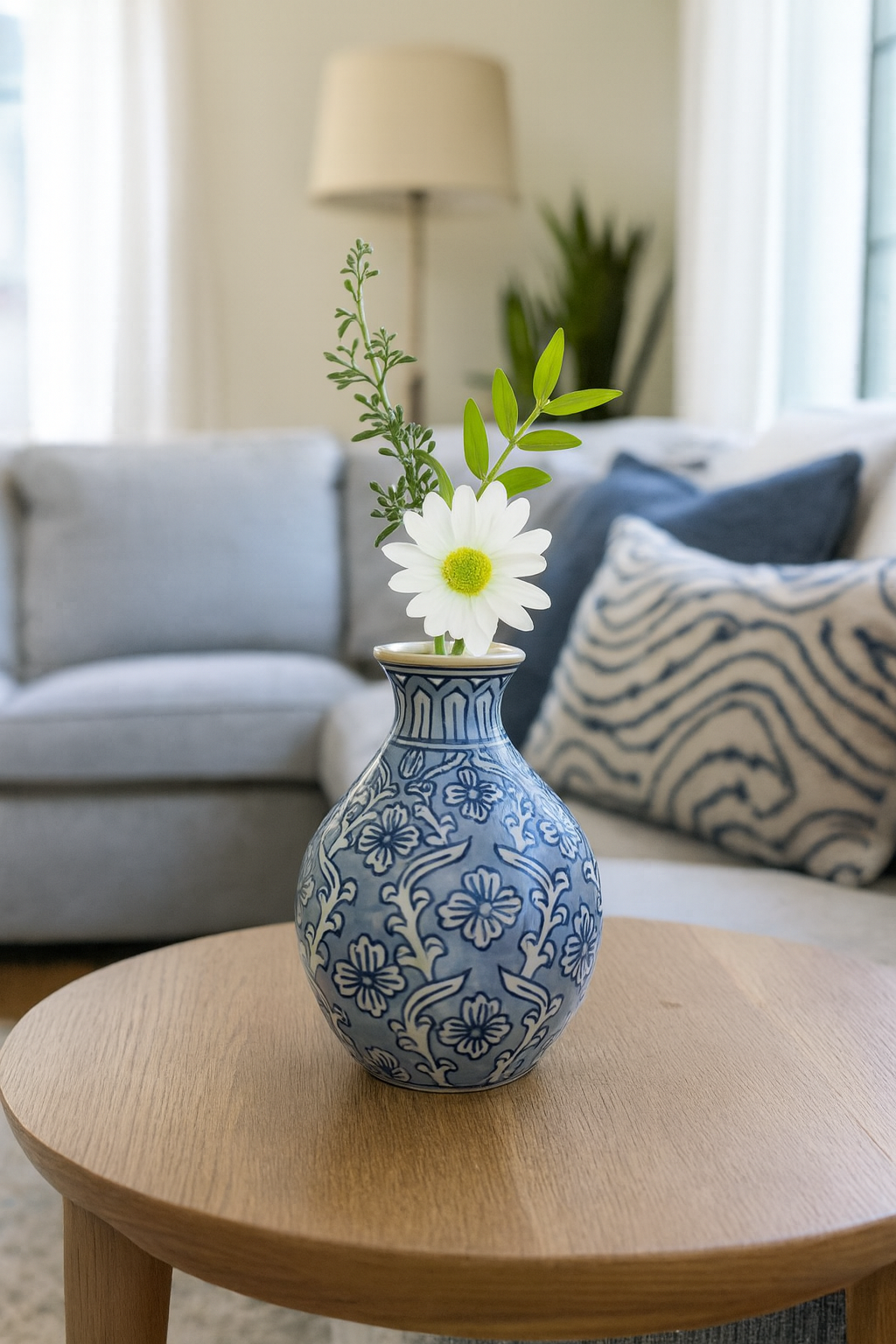 Ceramic Bottle Vase Light Blue