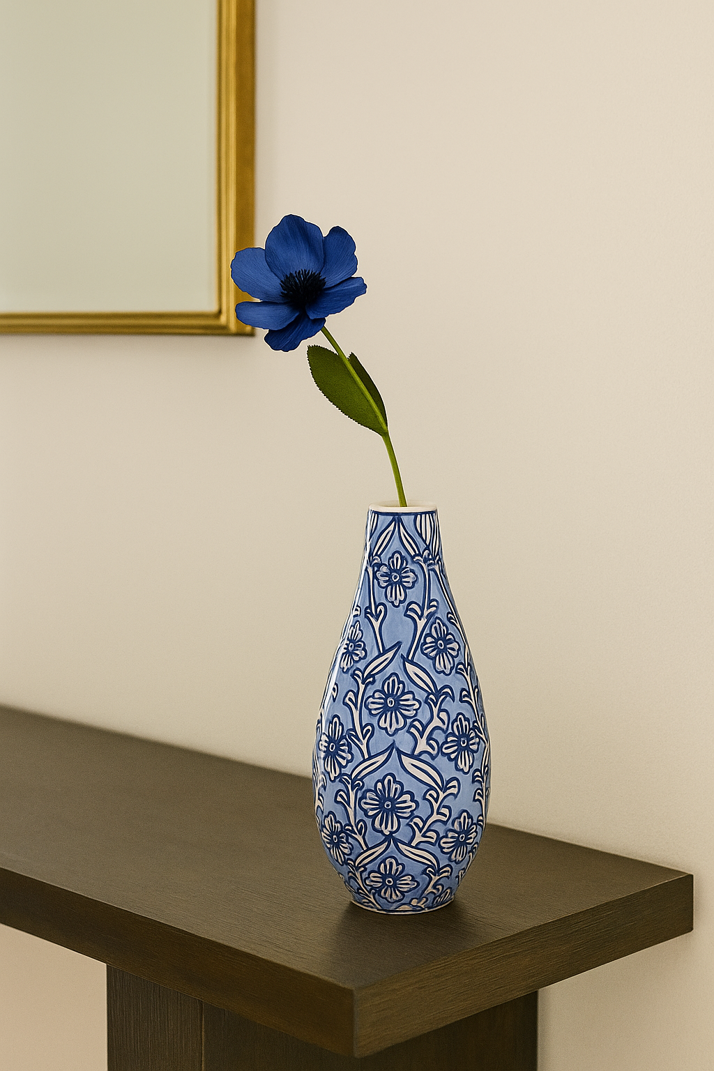 Ceramic Slim Vase Light Blue