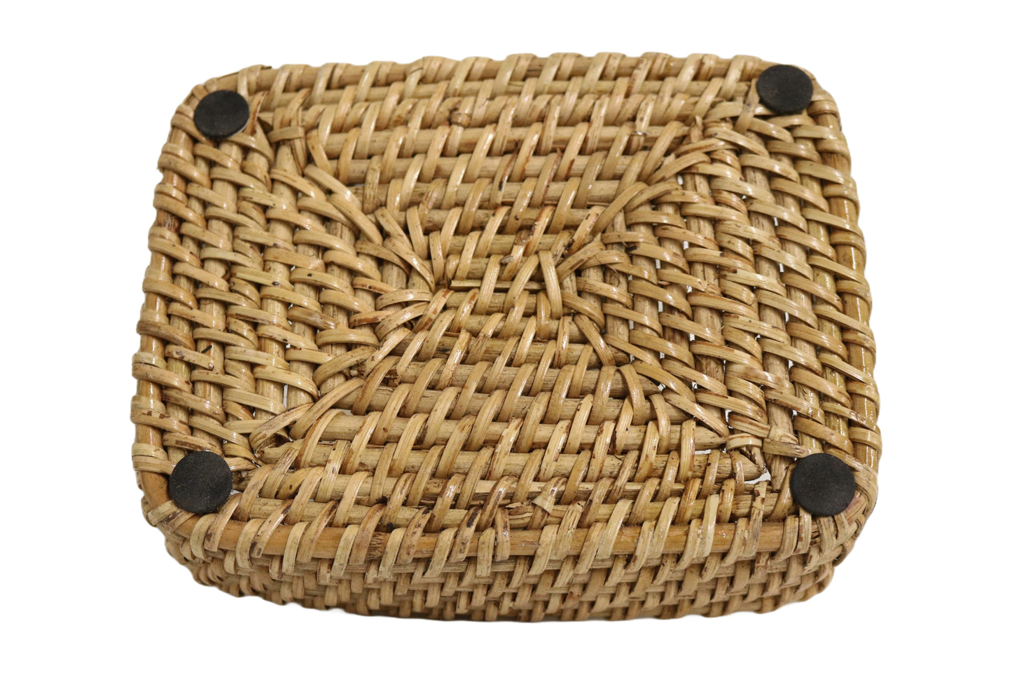 Home&Manor 7.5" Rattan Rectangular Deep Tray Small