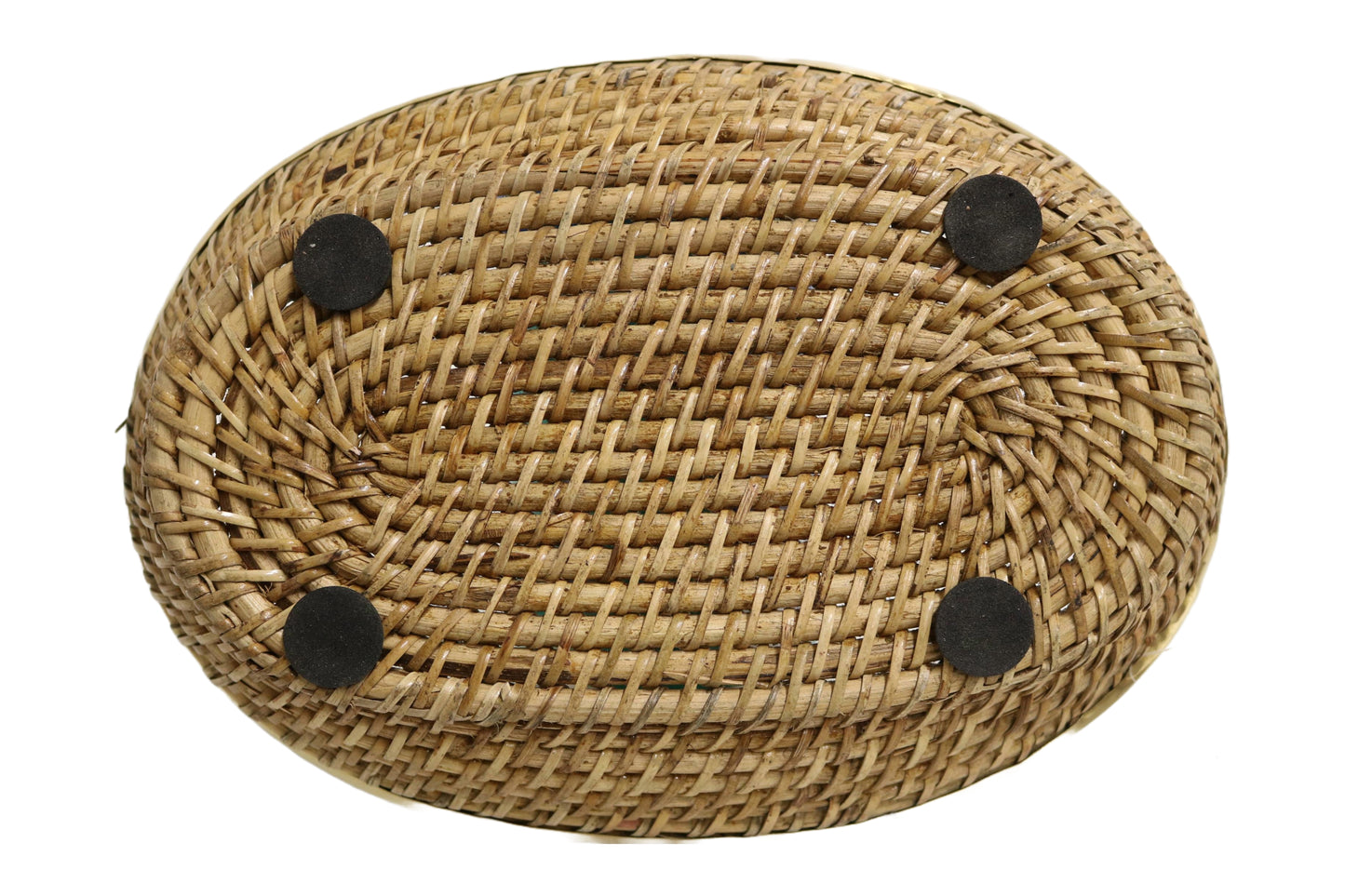 Home&Manor 12" Rattan Oval Copper Bordered Deep Basket