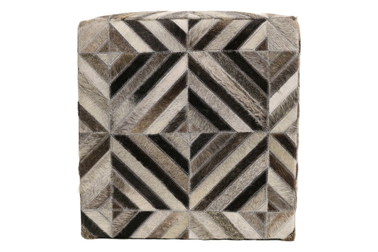 Almeria 100% Cowhide Leather Cube Pouf