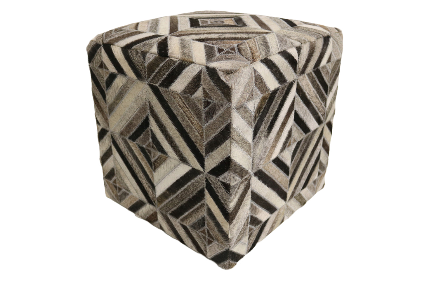 Almeria 100% Cowhide Leather Cube Pouf