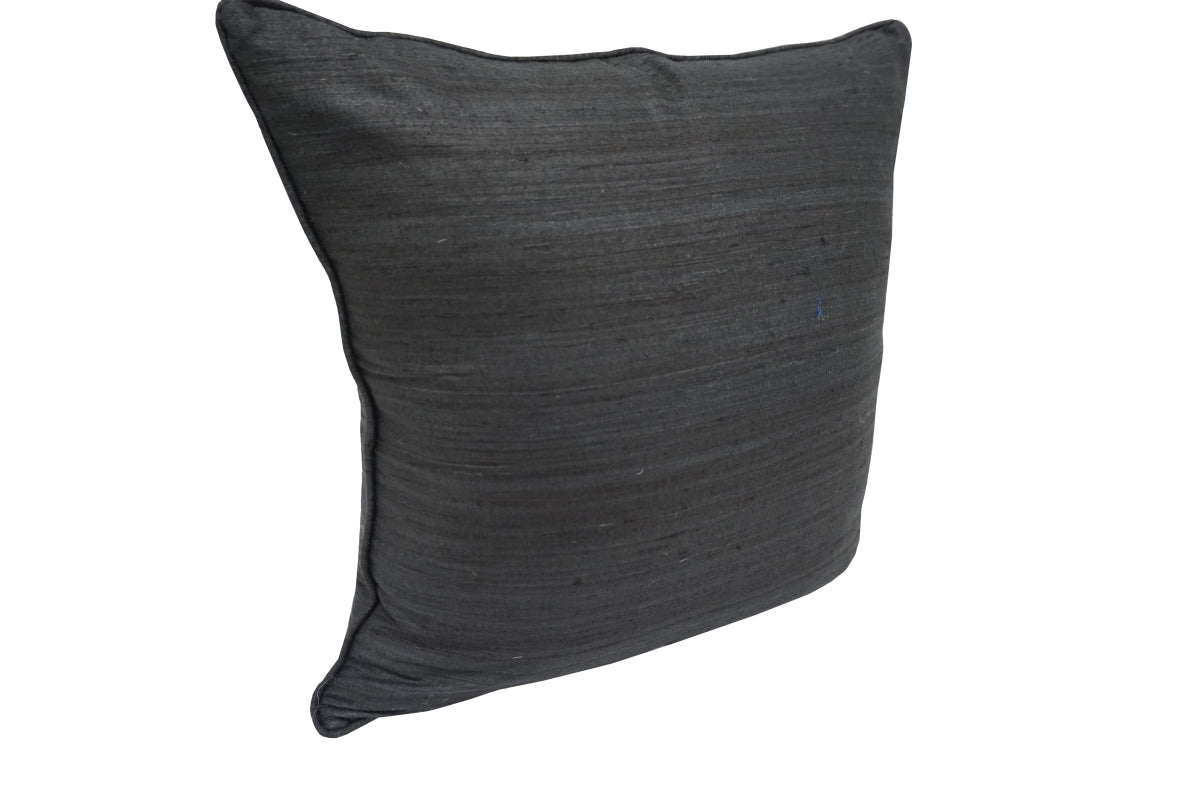 Raw Silk Throw Pillow 18" Black