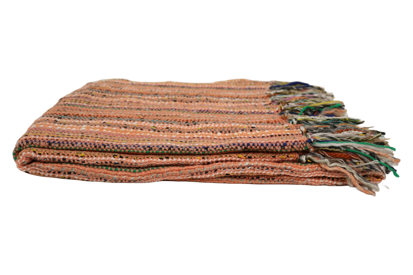 Handcrafted Wool & Cotton Throw Blanket Sunburst Peach