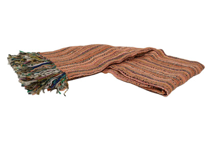 Handcrafted Wool & Cotton Throw Blanket Sunburst Peach