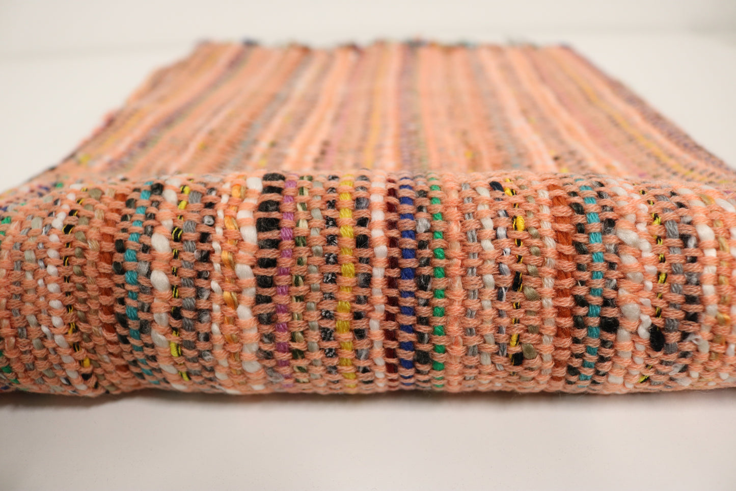 Handcrafted Wool & Cotton Throw Blanket Sunburst Peach