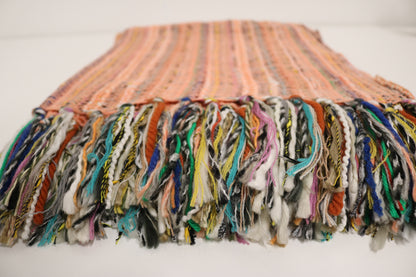 Handcrafted Wool & Cotton Throw Blanket Sunburst Peach