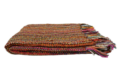 Handcrafted Wool & Cotton Throw Blanket Fiesta Loom