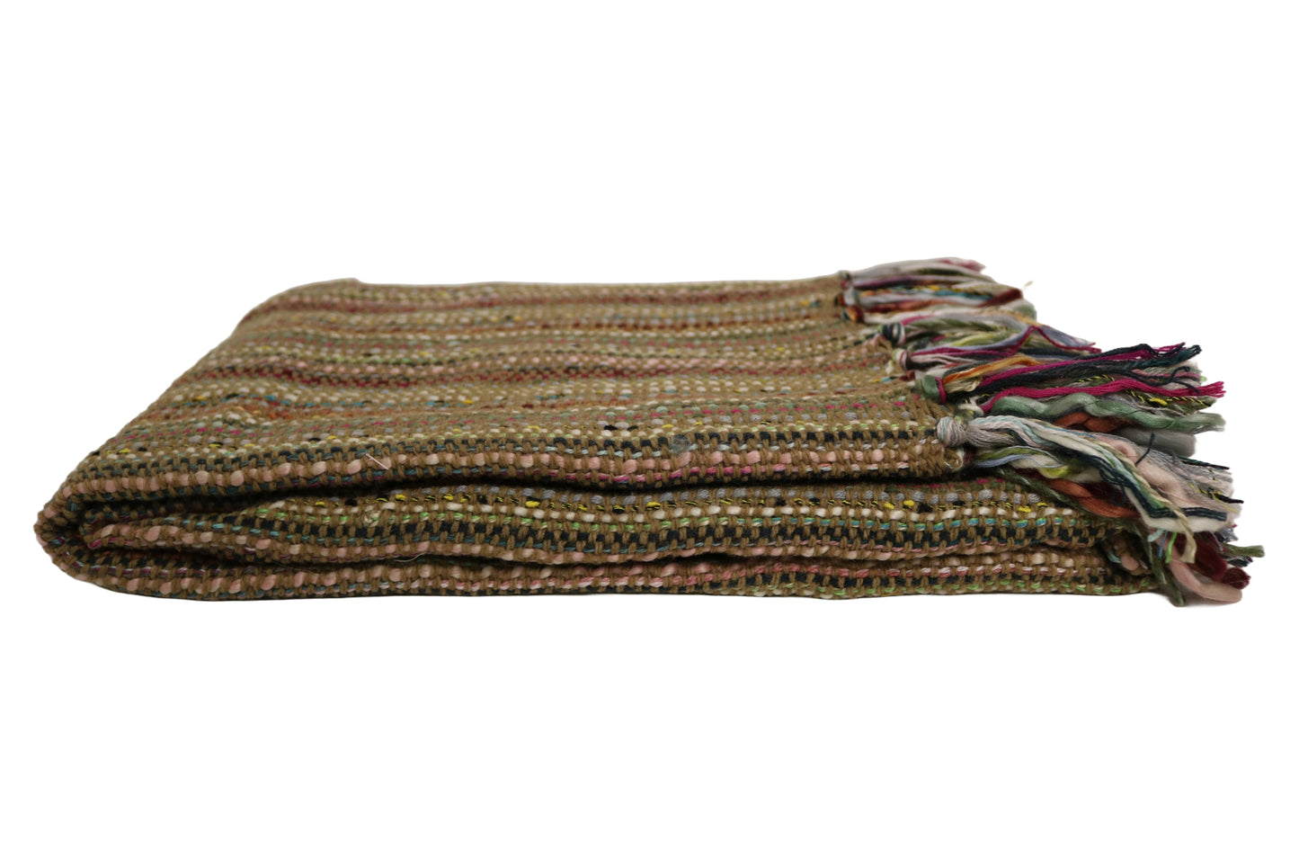 Handcrafted Wool & Cotton Throw Blanket Garden Weave