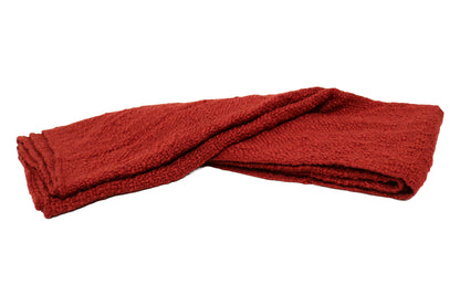 Handcrafted Wool & Cotton Throw Blanket Solid Red
