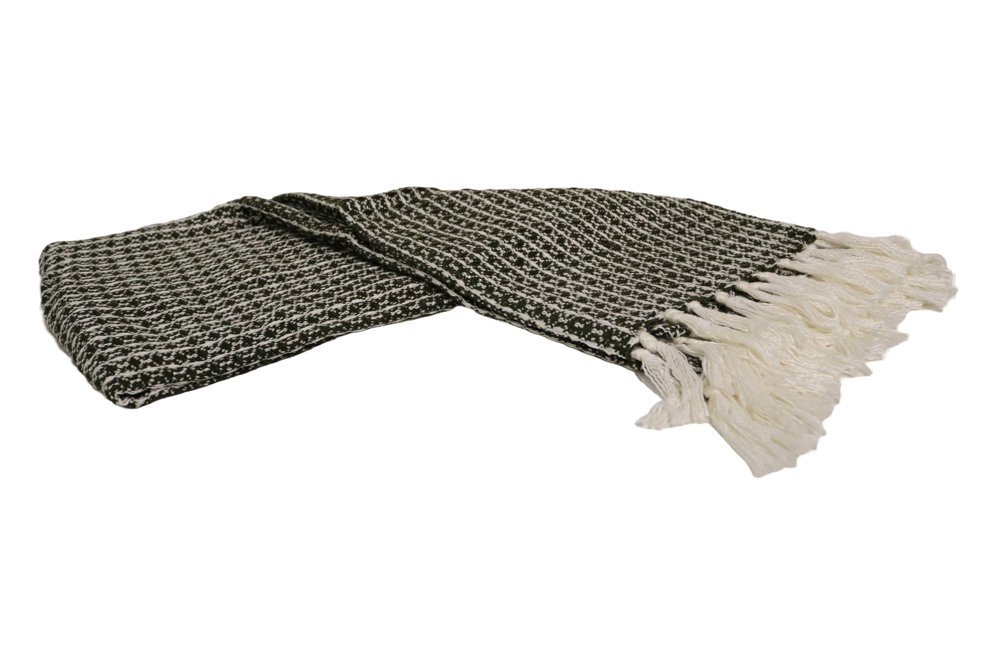 Handcrafted Wool & Cotton Throw Blanket Green