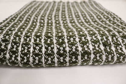 Handcrafted Wool & Cotton Throw Blanket Green