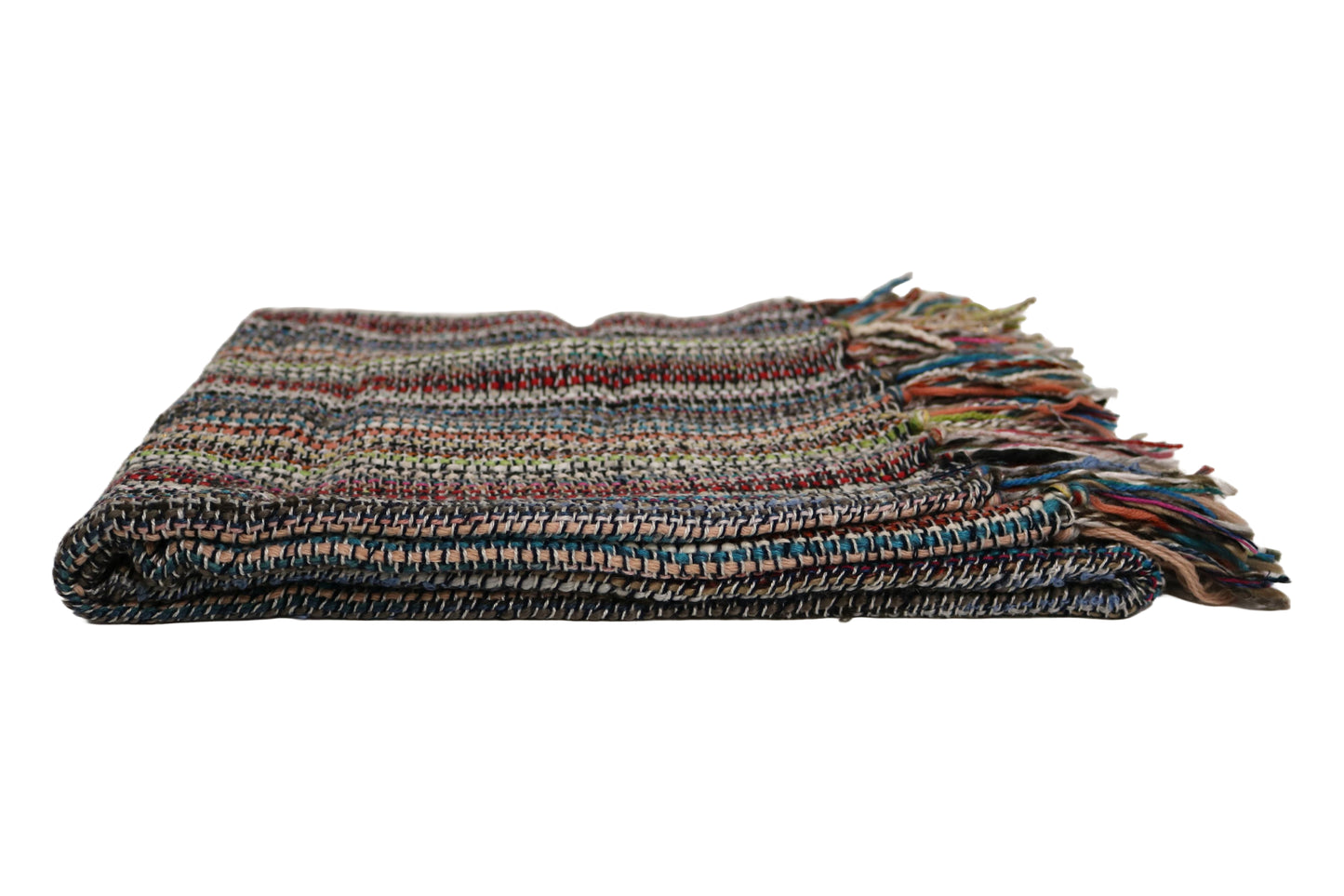 Handcrafted Wool & Cotton Throw Blanket Color Storm