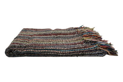 Handcrafted Wool & Cotton Throw Blanket Color Storm