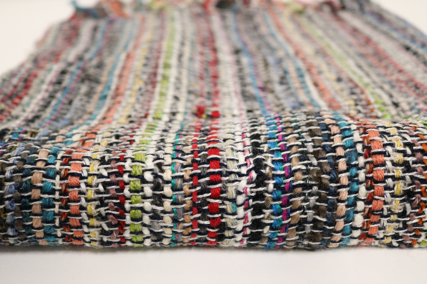 Handcrafted Wool & Cotton Throw Blanket Color Storm