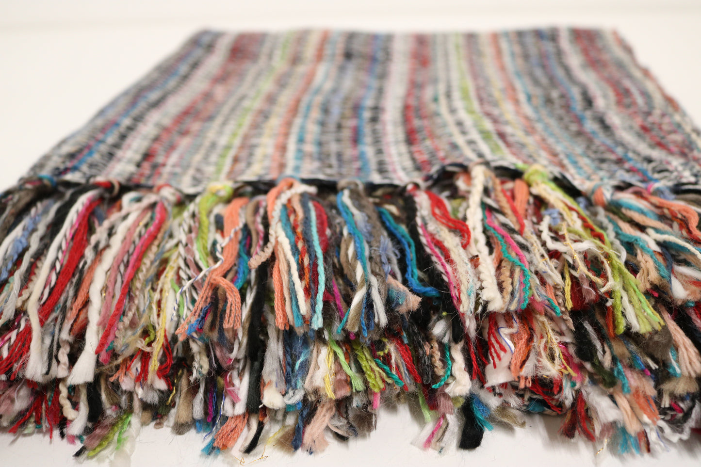 Handcrafted Wool & Cotton Throw Blanket Color Storm