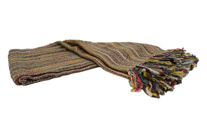 Handcrafted Wool & Cotton Throw Blanket Tan Shimmer