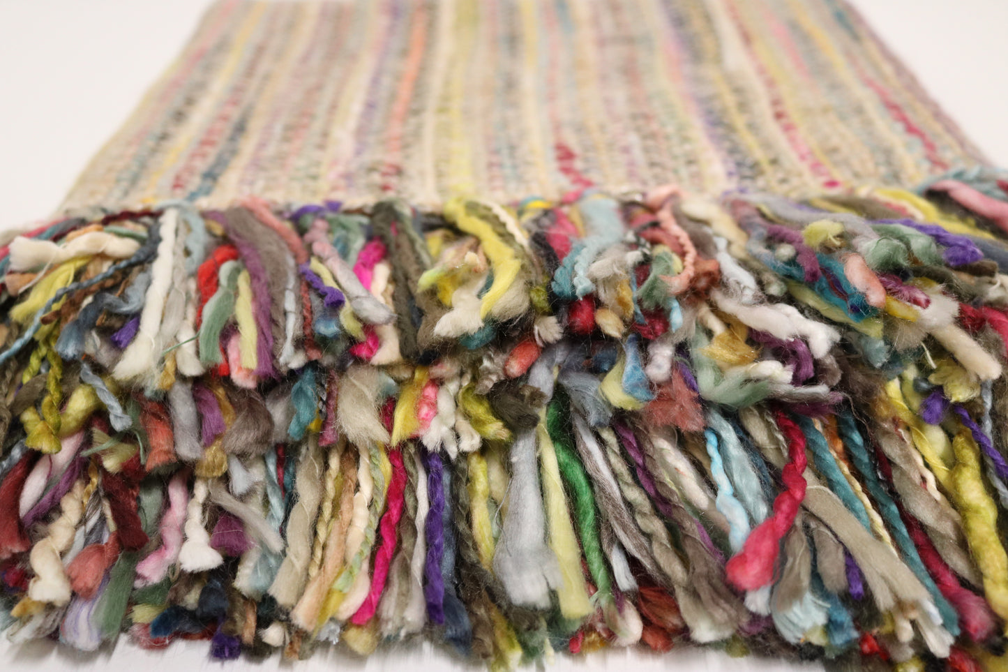 Handcrafted Wool & Cotton Throw Blanket Tan Shimmer