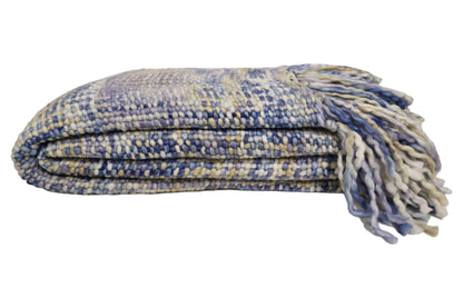 Handcrafted Wool & Cotton Throw Blanket Coastal Loom
