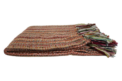 Handcrafted Wool & Cotton Throw Blanket Ember Bloom