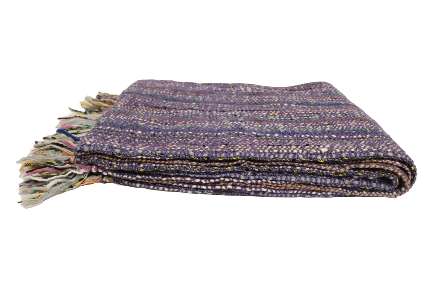 Handcrafted Wool & Cotton Throw Blanket Light Purple