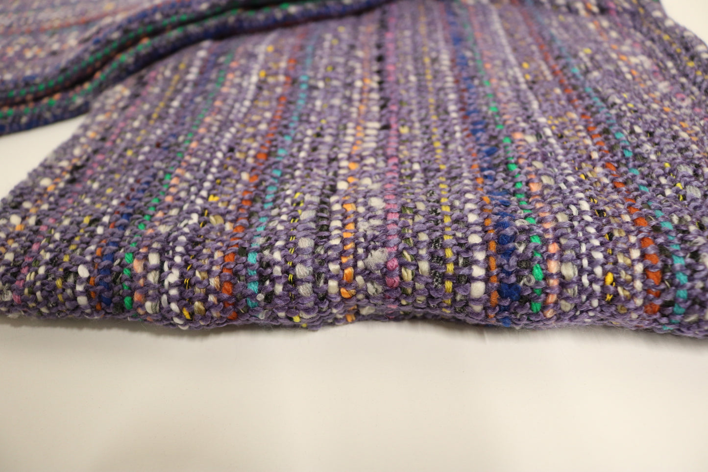 Handcrafted Wool & Cotton Throw Blanket Light Purple