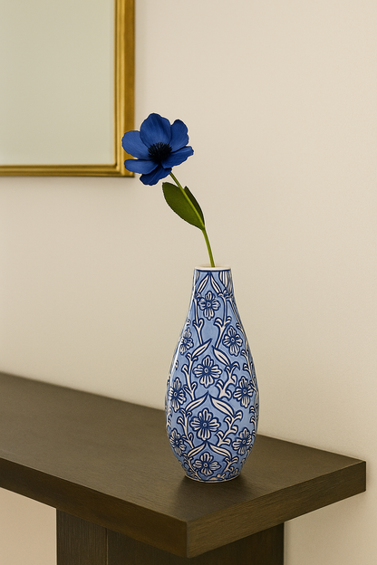 Ceramic Slim Vase Light Blue