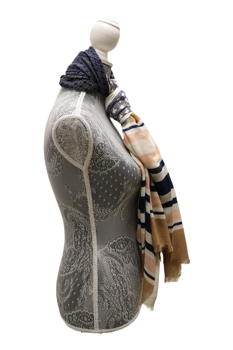 Home&Manor 100% Cotton and Polyester Scarf, Wrap, Throw, Shawl