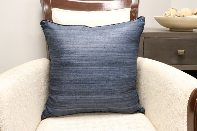 Raw Silk Throw Pillow 18" Dark Blue