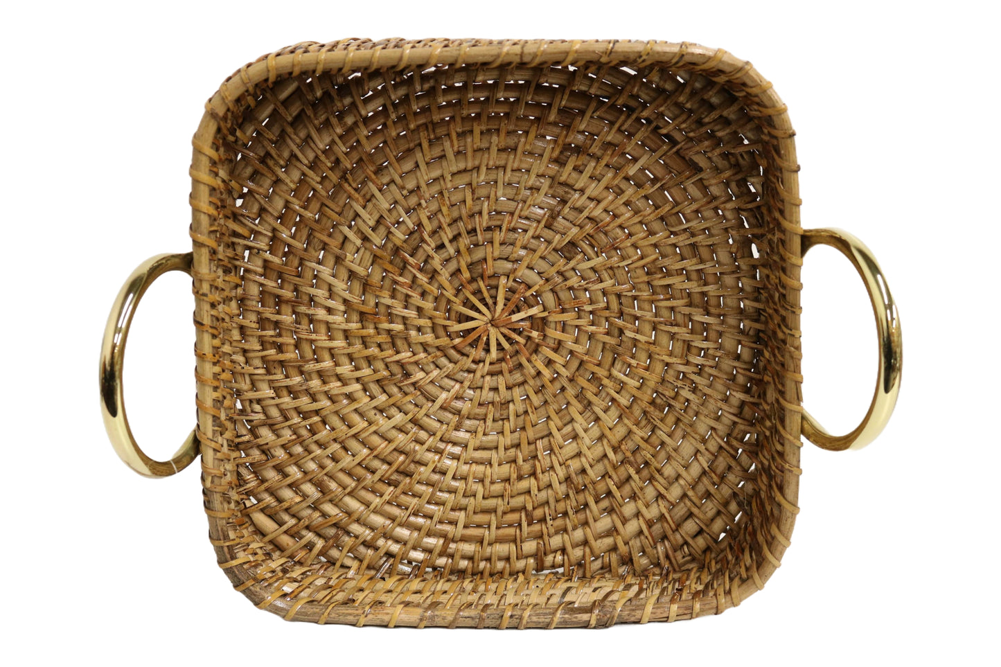 Home&Manor 11" Wicker Deep Tray with Double Handle