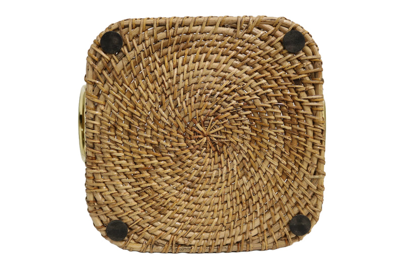 Home&Manor 11" Wicker Deep Tray with Double Handle