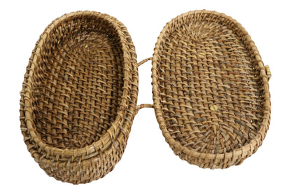 Home&Manor 10" Oval Wicker Lidded Box
