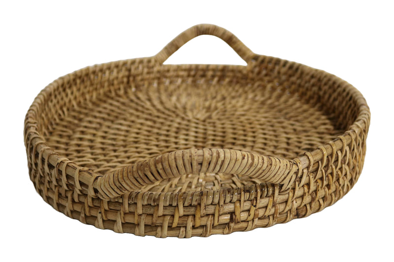 Home&Manor 14.5" Rattan Oval Tray with Handles