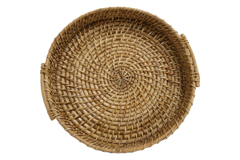 Home&Manor 12" Rattan Round Tray