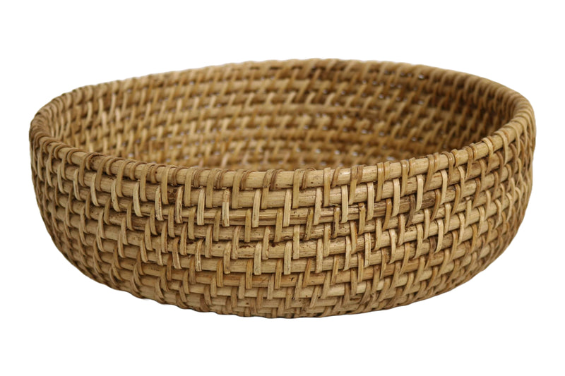 Home&Manor 12" Rattan Round Deep Tray