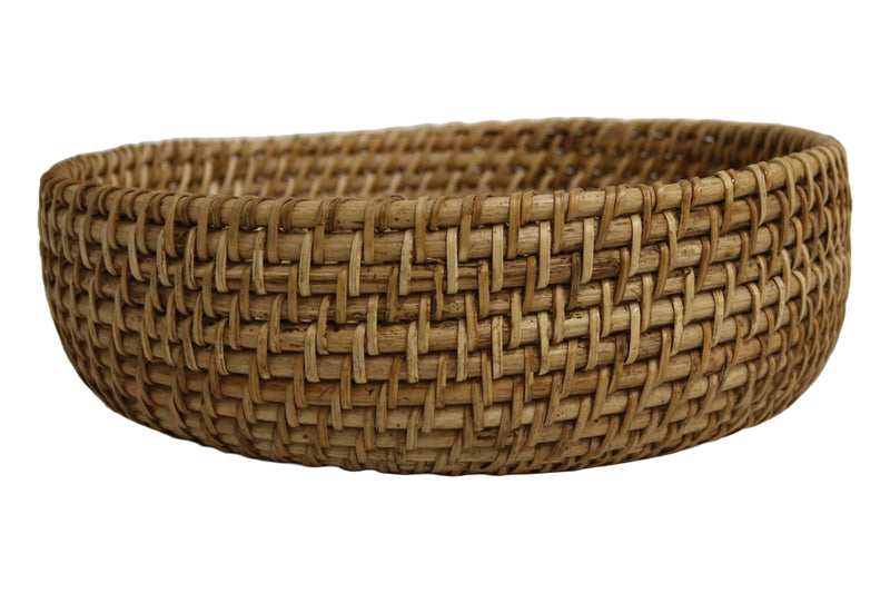 Home&Manor 12" Rattan Round Deep Tray