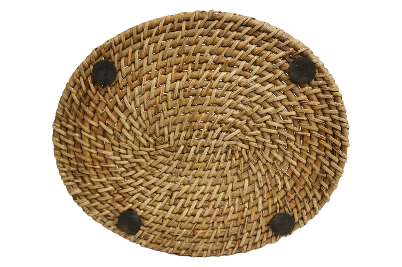 Home&Manor 12" Rattan Double Handle Tray