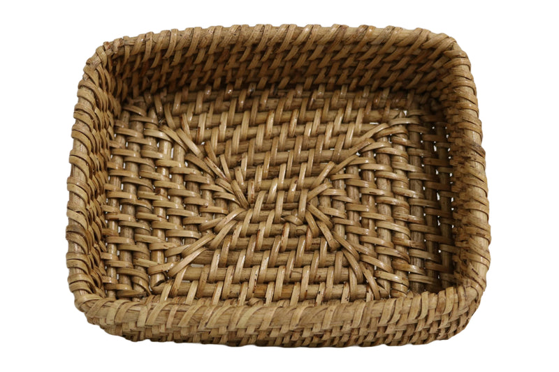 Home&Manor 7.5" Rattan Rectangular Deep Tray Small