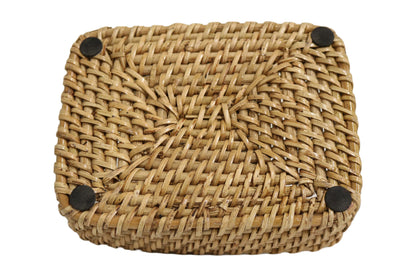 Home&Manor 7.5" Rattan Rectangular Deep Tray Small