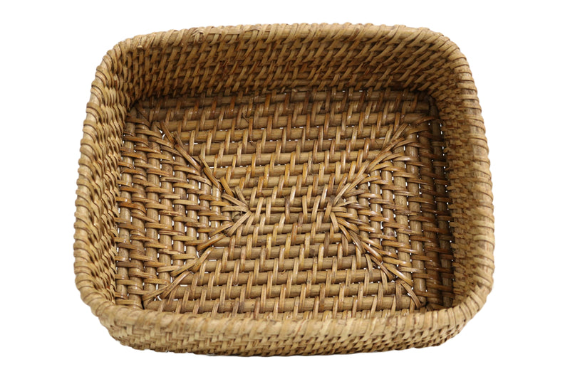 Home&Manor 10" Rattan Rectangular Deep Tray Large