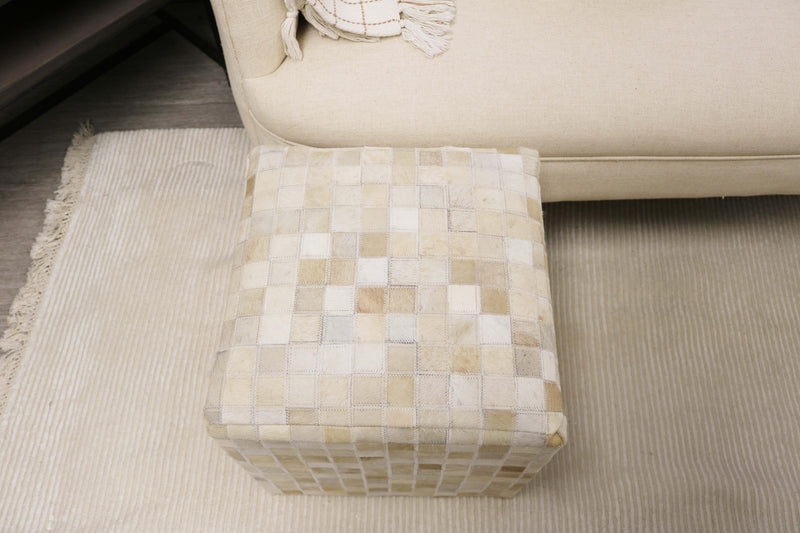 Girona 100% Cowhide Leather Cube Pouf