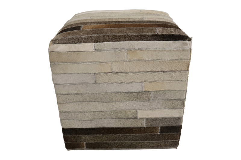 Toledo 100% Cowhide Leather Cube Pouf