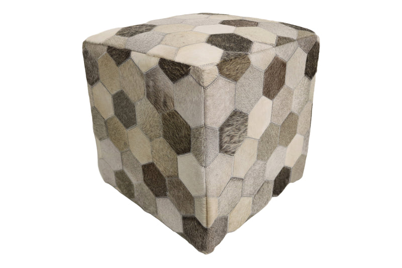 Palma 100% Cowhide Leather Cube Pouf