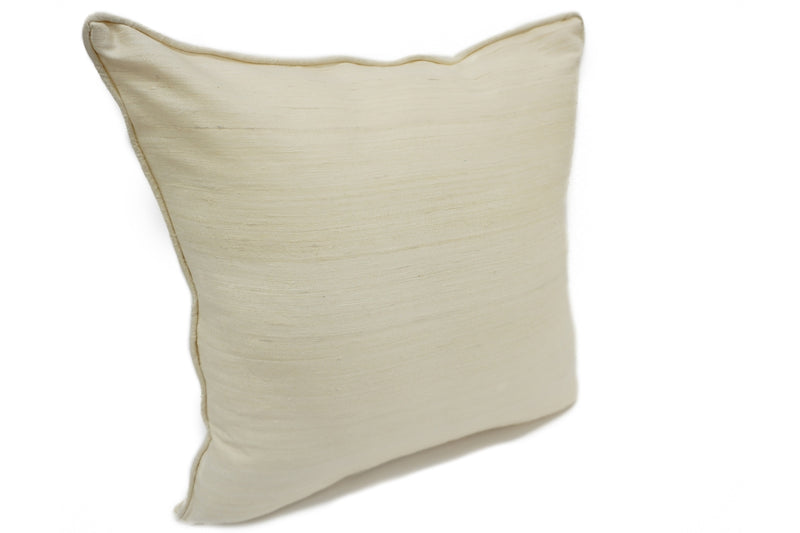 Raw Silk Throw Pillow 18" Off White