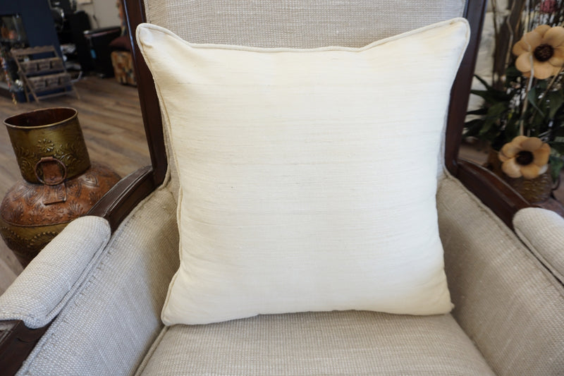 Raw Silk Throw Pillow 18" Off White